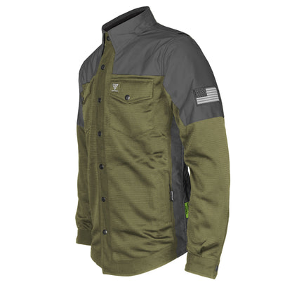 Summer Mesh Reflective Shirt Army Green Nebula - with Pads