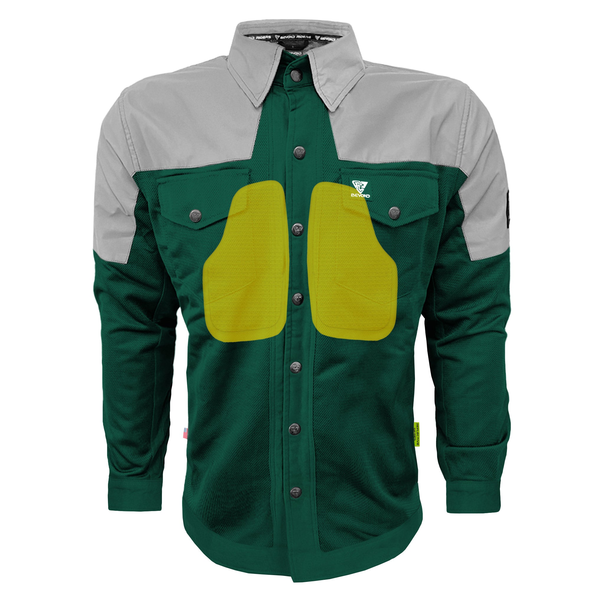 Summer Mesh Reflective Shirt Dark Green Eclipse - with Pads