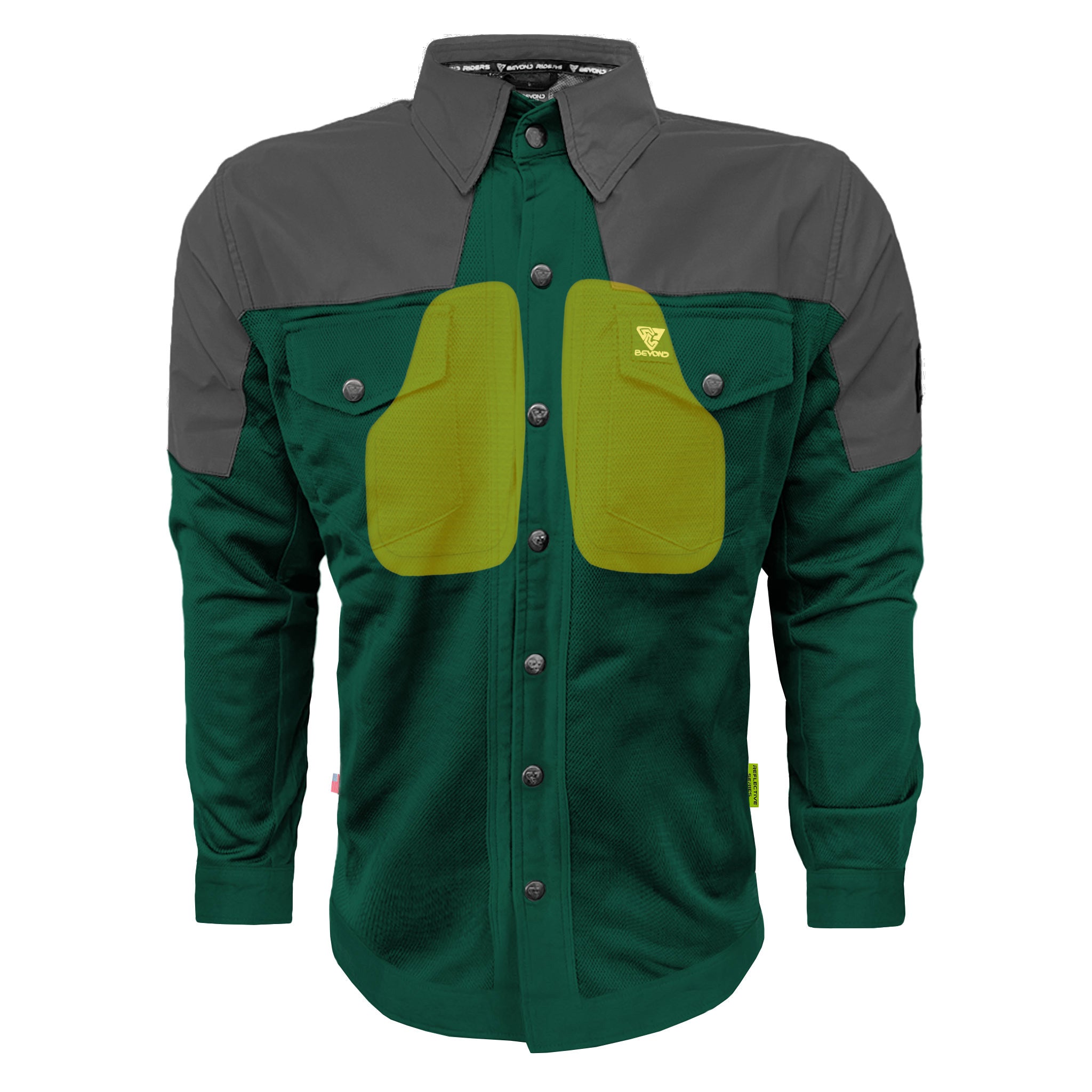 Summer Mesh Reflective Shirt Dark Green Nebula - with Pads