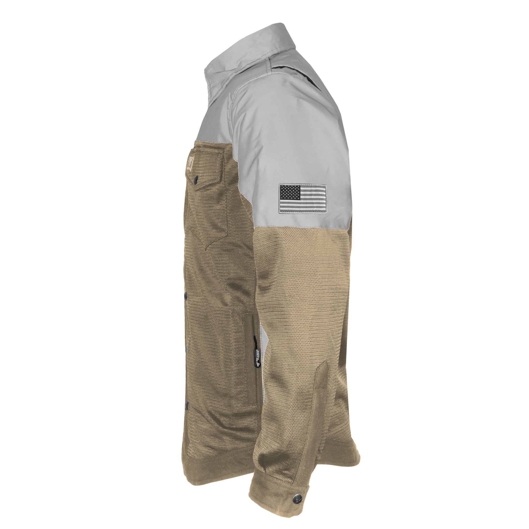 Summer Mesh Reflective Shirt Khaki Eclipse - with Pads