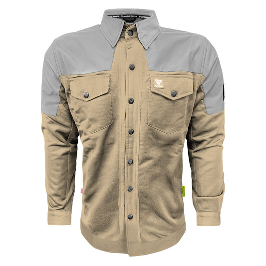 Summer Mesh Reflective Shirt Khaki Eclipse - with Pads