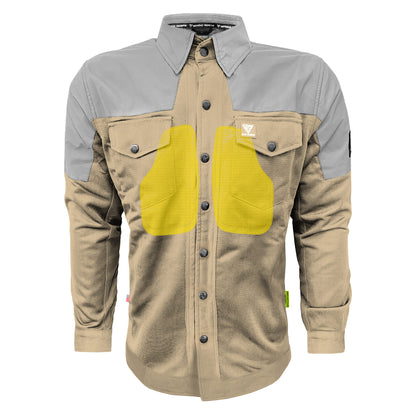 Summer Mesh Reflective Shirt Khaki Eclipse - with Pads