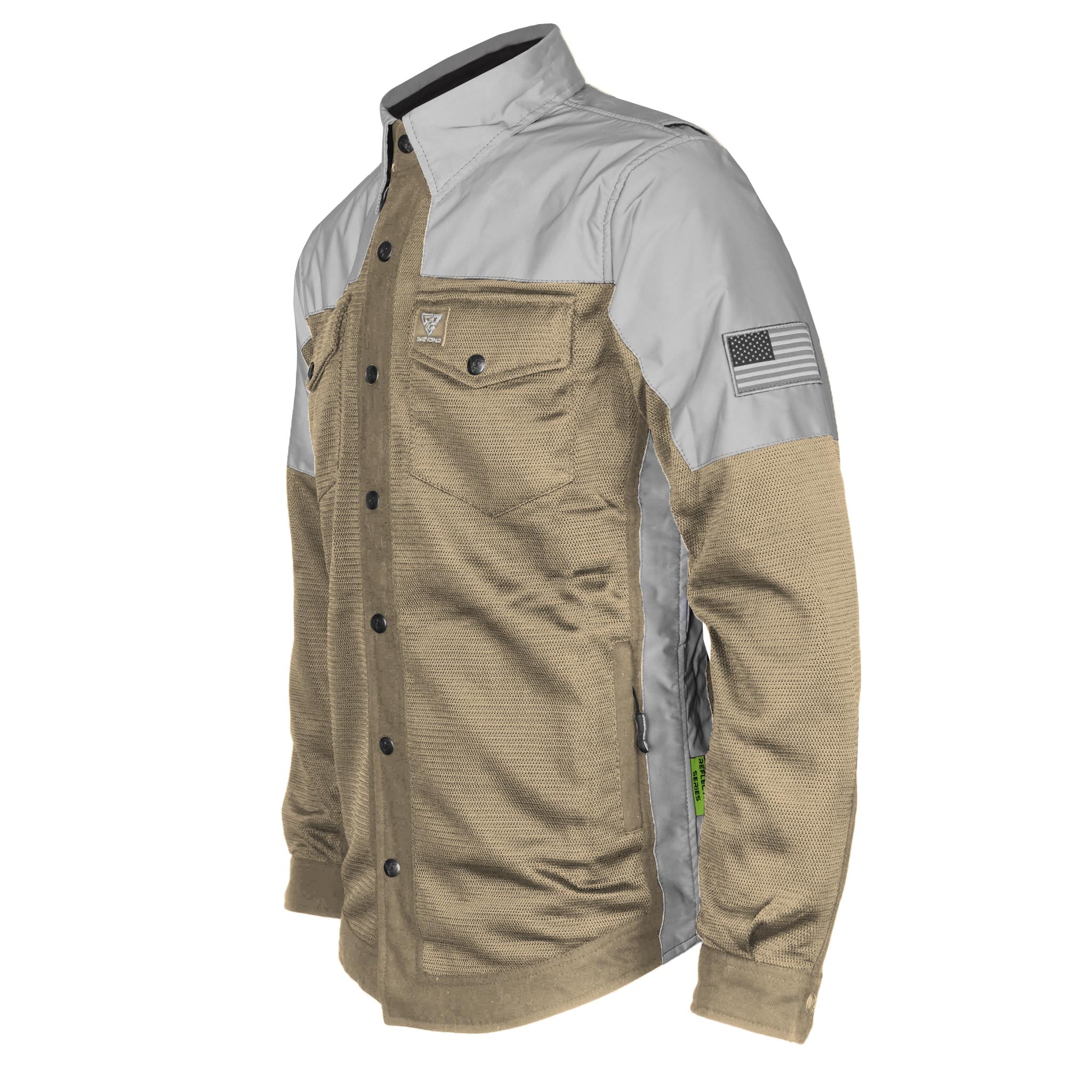 Summer Mesh Reflective Shirt Khaki Eclipse - with Pads