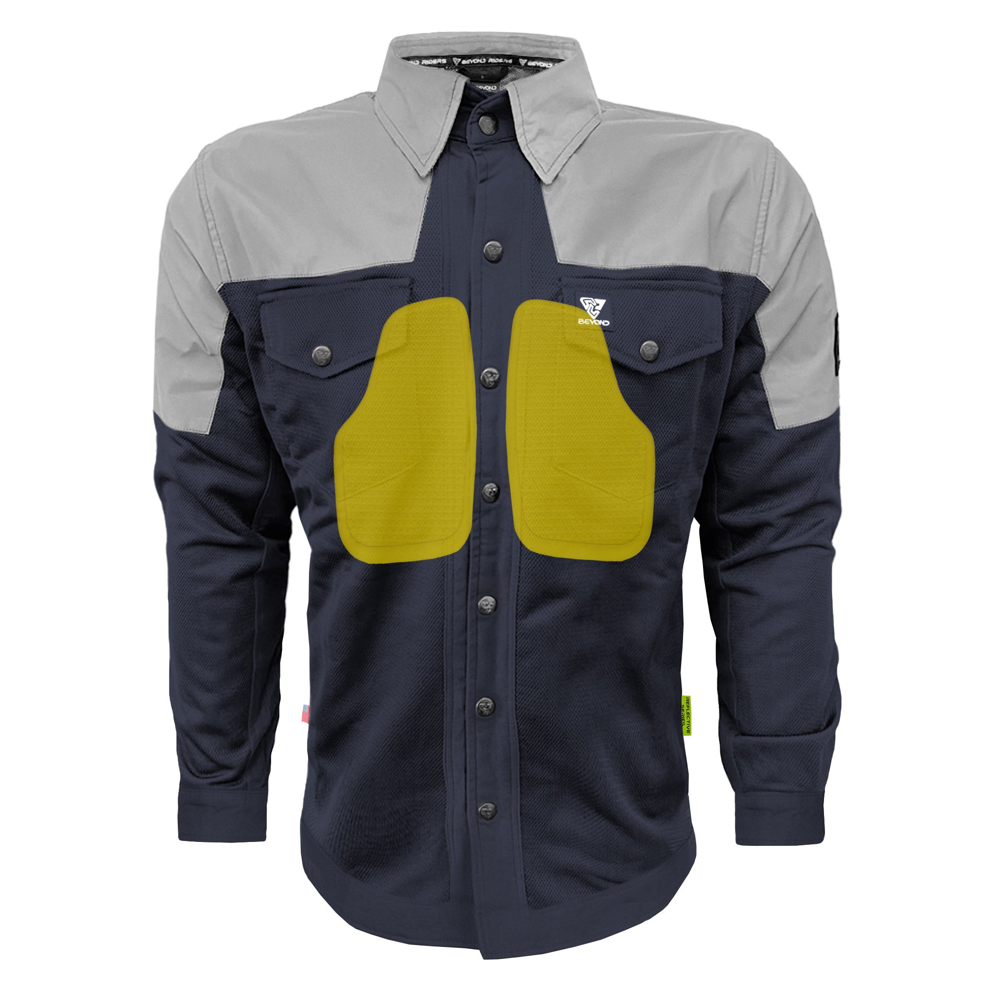 Summer Mesh Reflective Shirt Navy Blue Eclipse - with Pads
