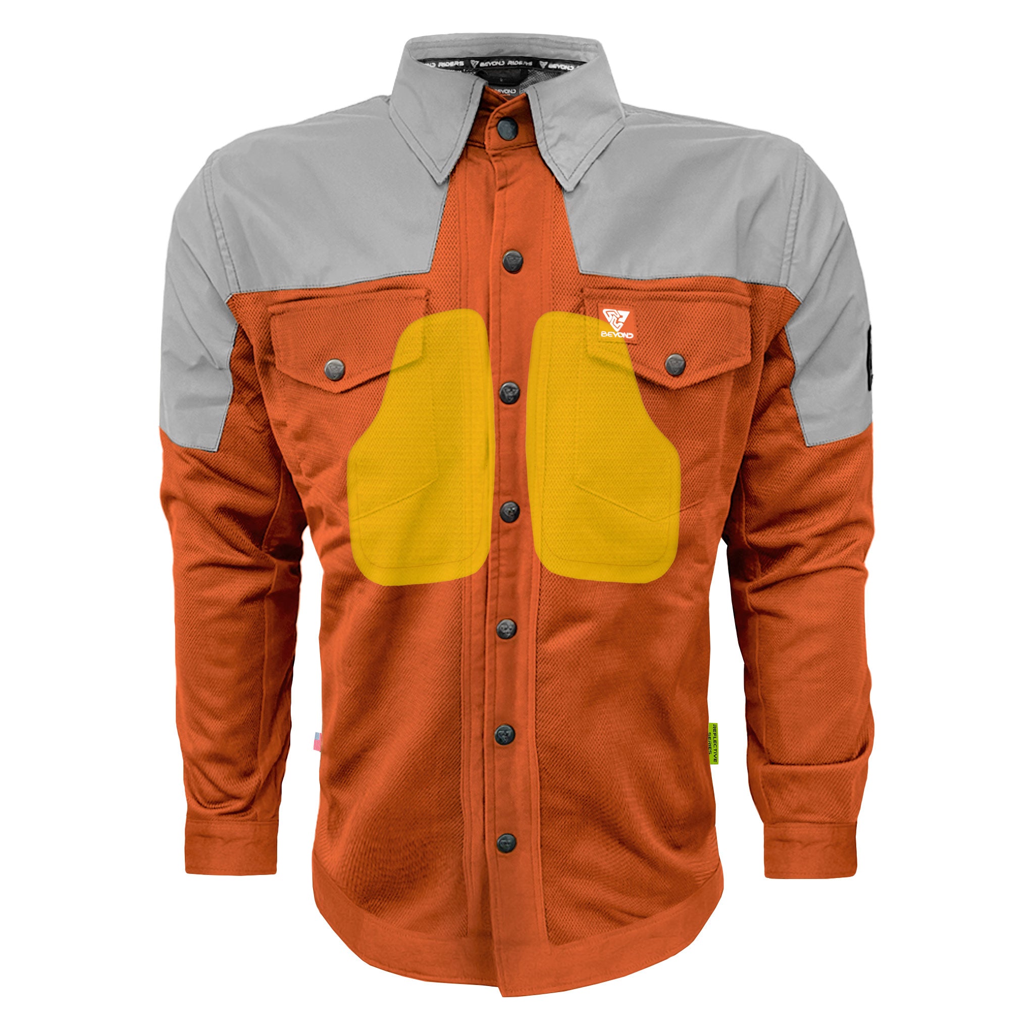 Summer Mesh Reflective Shirt Orange Eclipse - with Pads