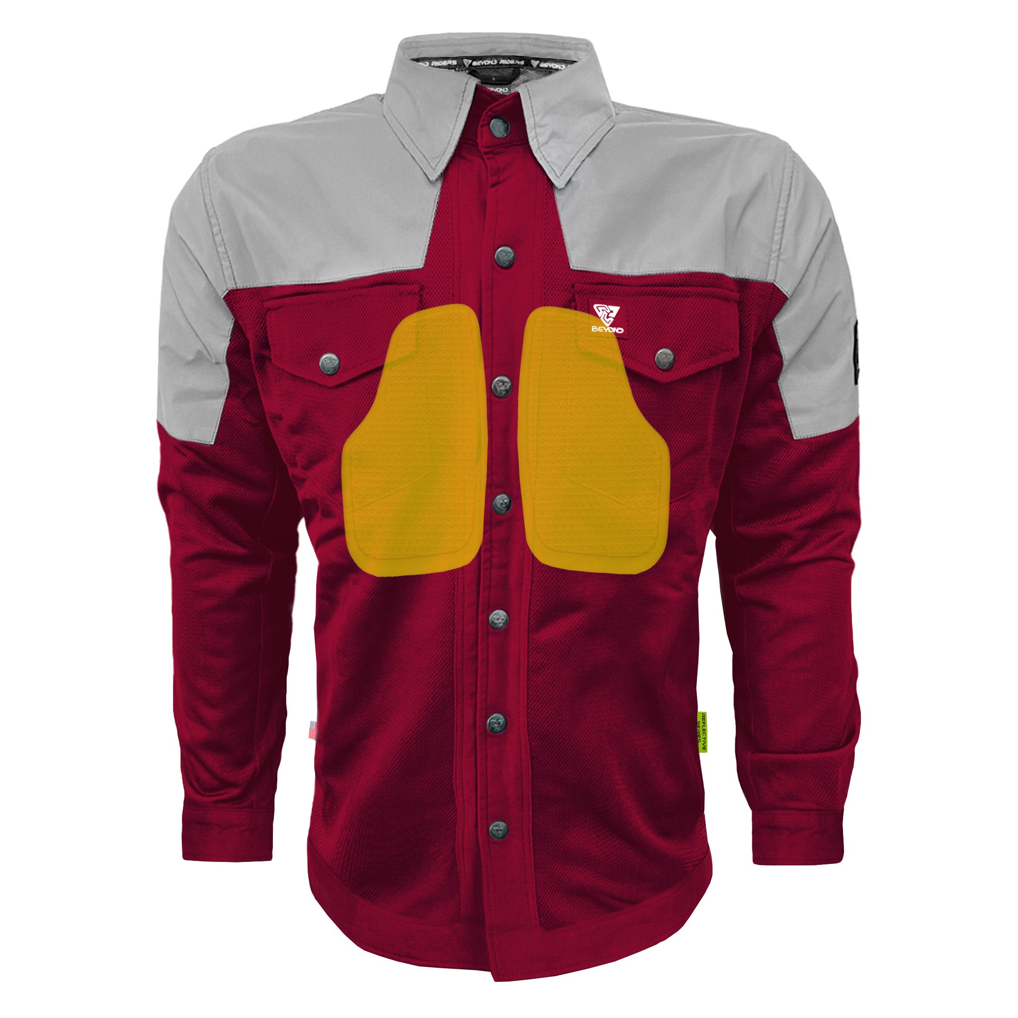 Summer Mesh Reflective Shirt Red Maroon Eclipse - with Pads