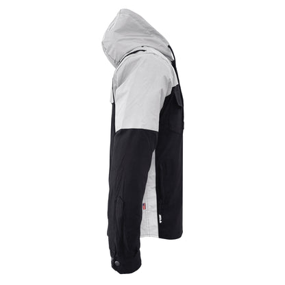Protective Reflective Flannel Hoodie "Alloy Eclipse" For Men - Black and Silver with Pads