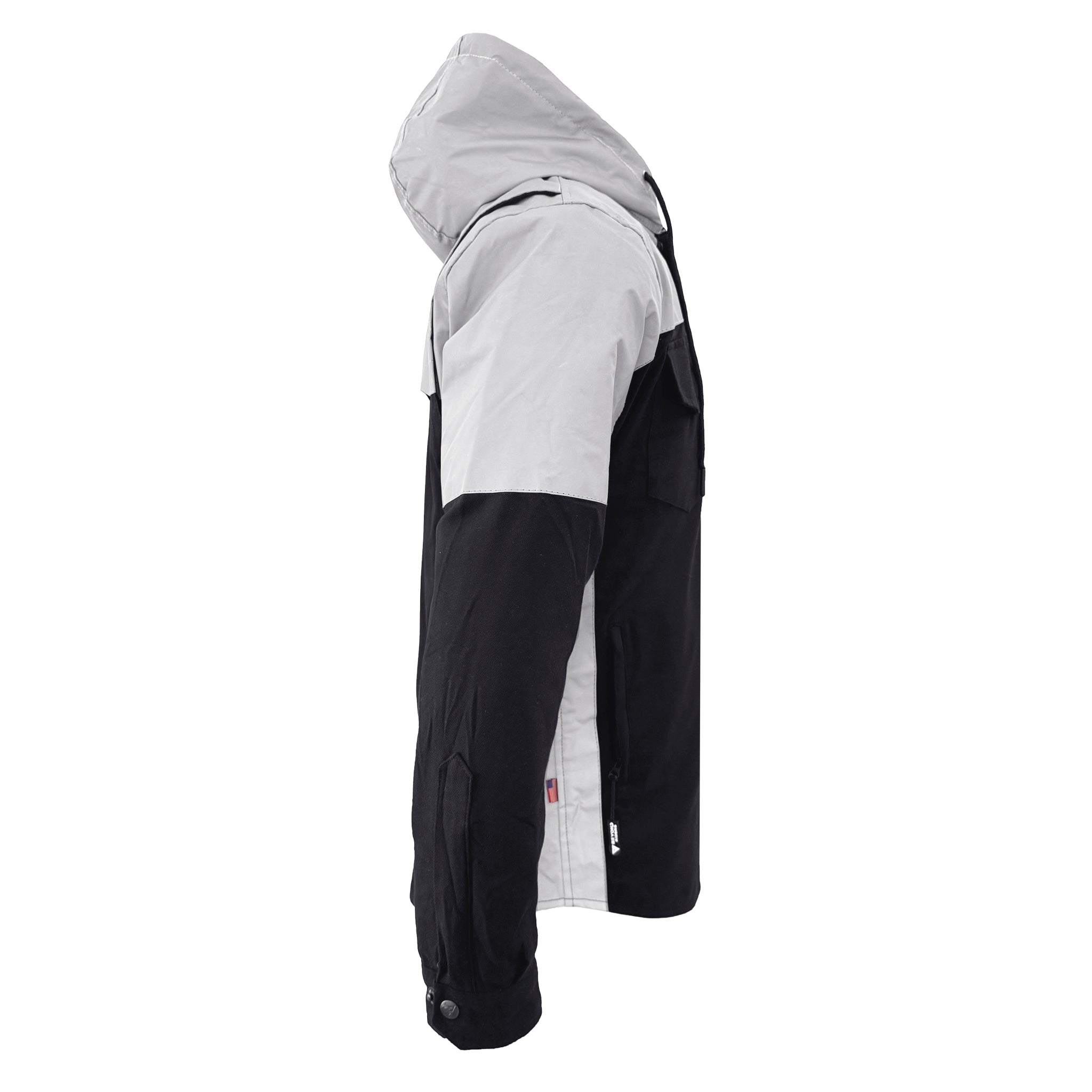 Protective Reflective Flannel Hoodie "Alloy Eclipse" For Men - Black and Silver with Pads