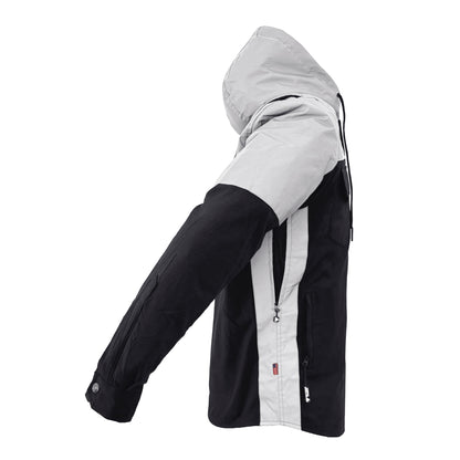 Protective Reflective Flannel Hoodie "Alloy Eclipse" For Men - Black and Silver with Pads