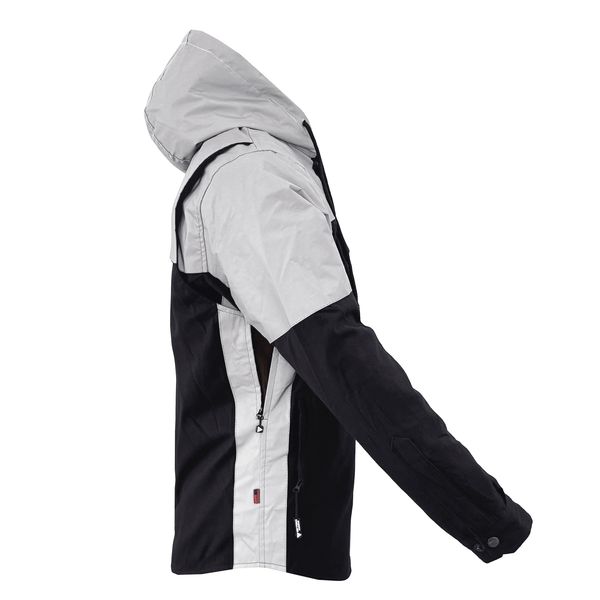 Protective Reflective Flannel Hoodie "Alloy Eclipse" For Men - Black and Silver with Pads
