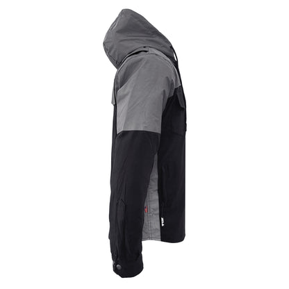 Protective Reflective Flannel Hoodie "Nightfall Nebula" For Men - Black with Pads