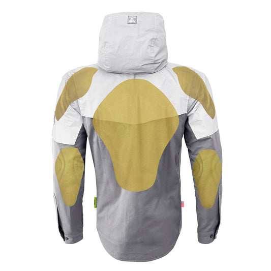 Protective Reflective Flannel Hoodie "Twilight Titanium" For Men - Grey and Silver with Pads