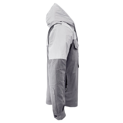 Protective Reflective Flannel Hoodie "Twilight Titanium" For Men - Grey and Silver with Pads