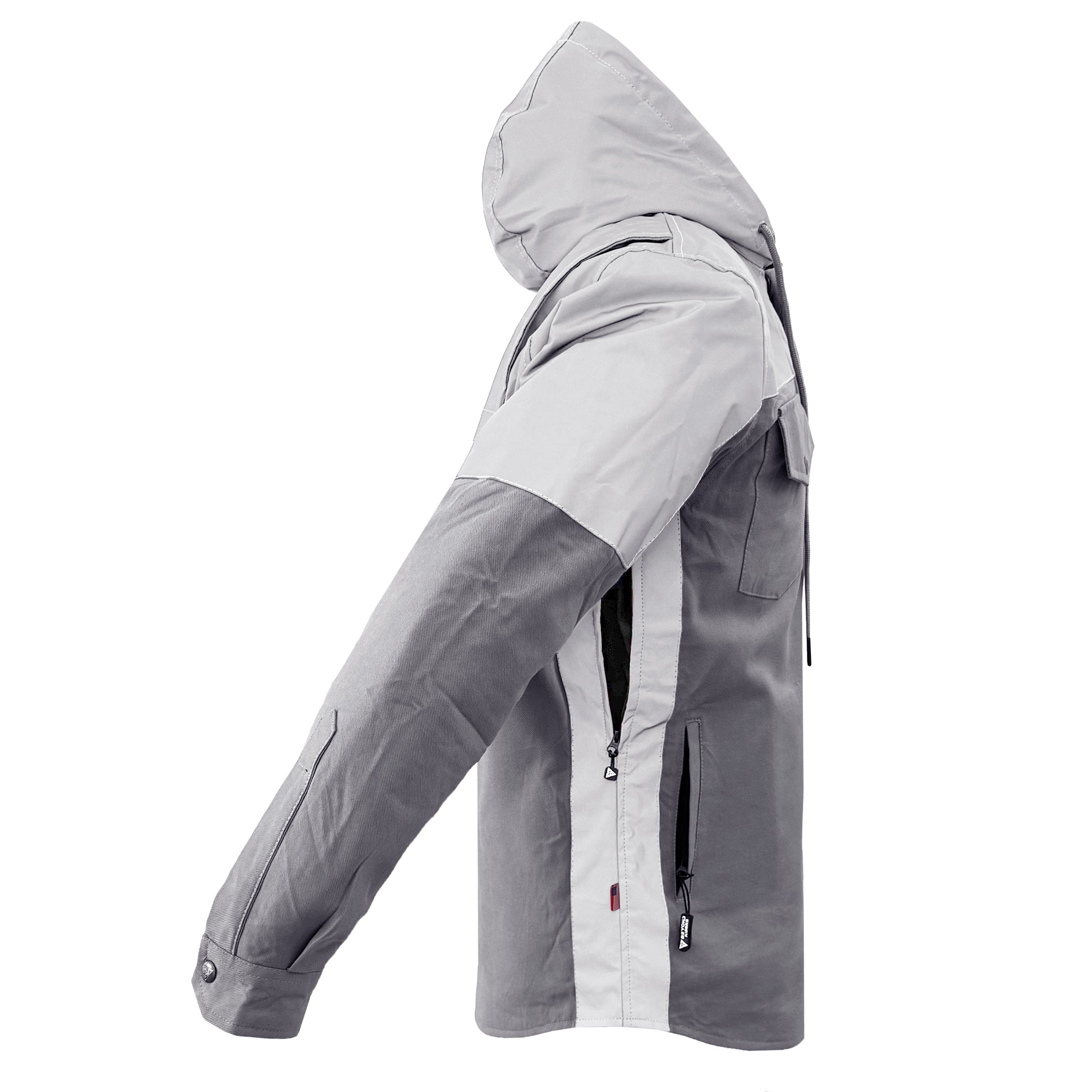 Protective Reflective Flannel Hoodie "Twilight Titanium" For Men - Grey and Silver with Pads