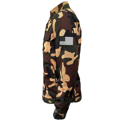 Summer Mesh Protective Camouflage Shirt "Knight Hawk" - Dark Color with Pads