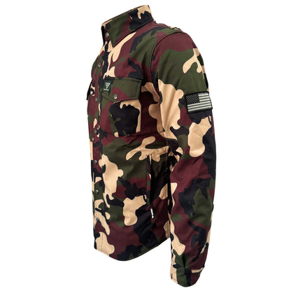 Protective SoftShell Winter Jacket for Men - Camouflage Knight Hawk with Pads