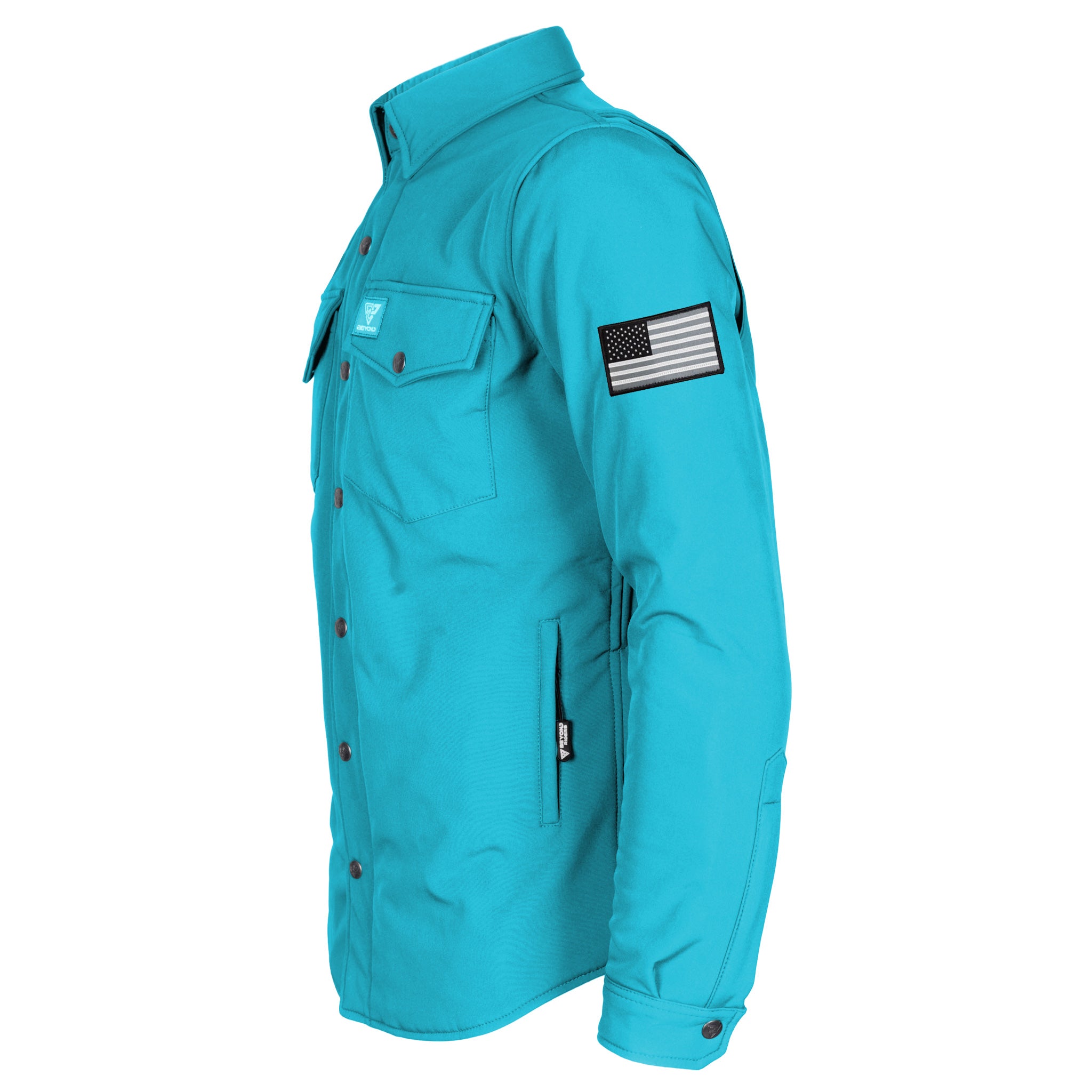 Protective SoftShell Winter Jacket for Men - Arctic Blue Matte with Pads