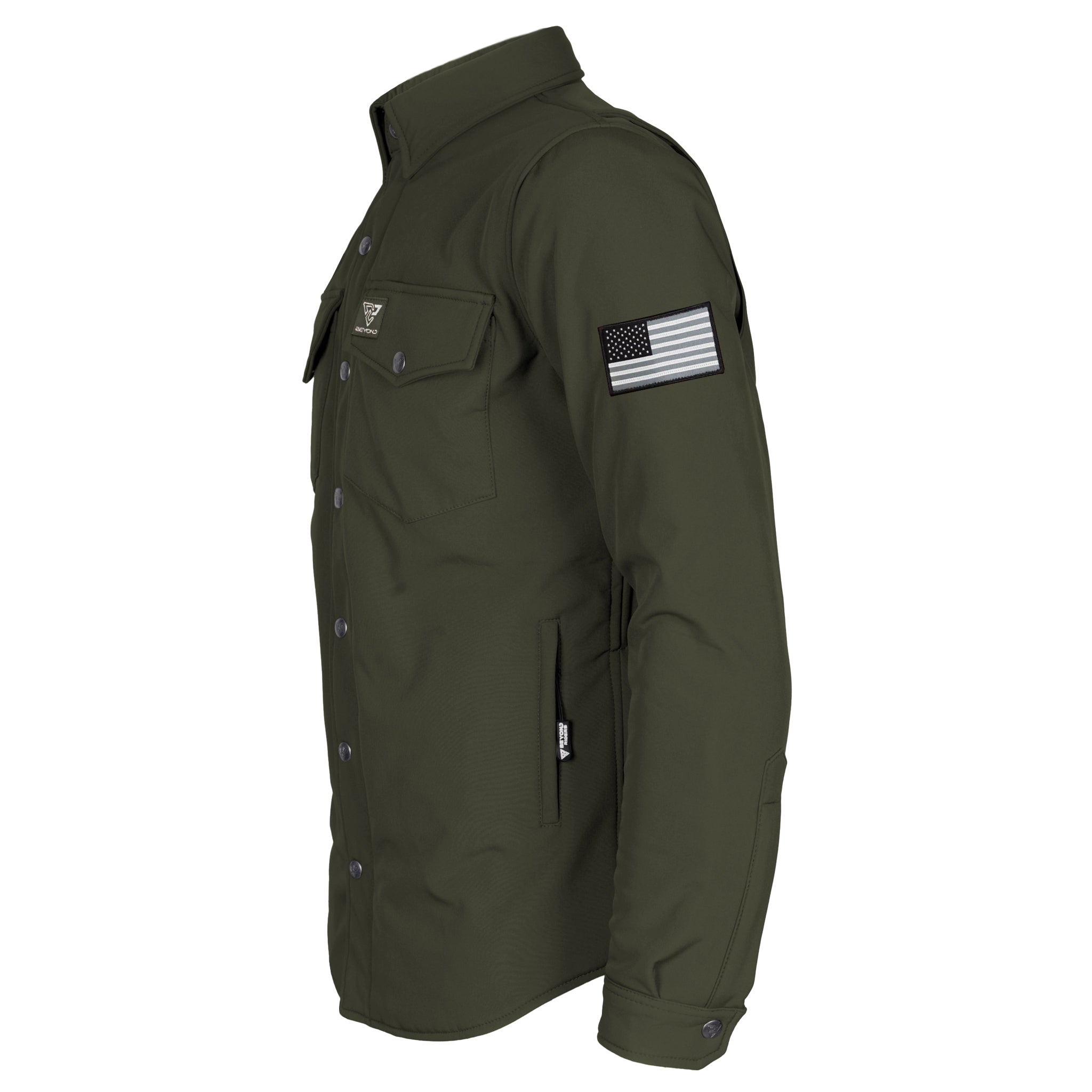 SoftShell Winter Jacket for Men - Army Green Matte with Pads