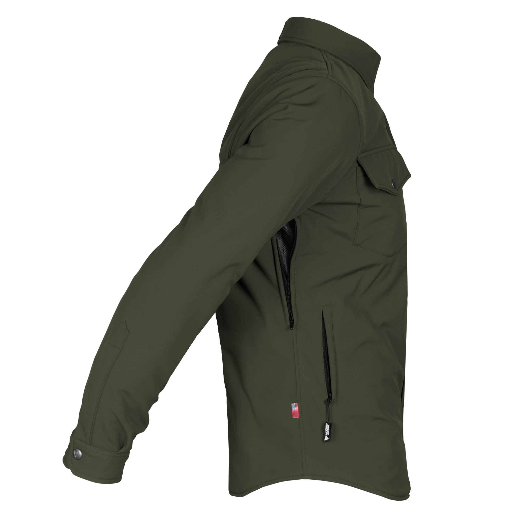 Men's-SoftShell-Winter-Jacket-Army-Green-Matte-Right-Sleeve