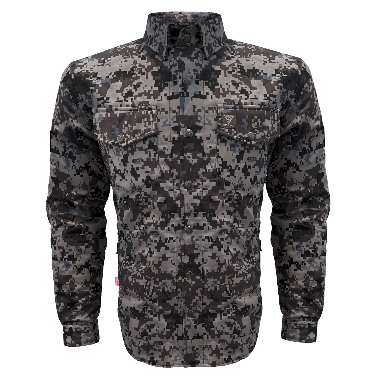 Protective SoftShell Winter Jacket for Men - Camouflage Devil Six with Pads