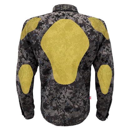 Protective SoftShell Winter Jacket for Men - Camouflage Devil Six with Pads