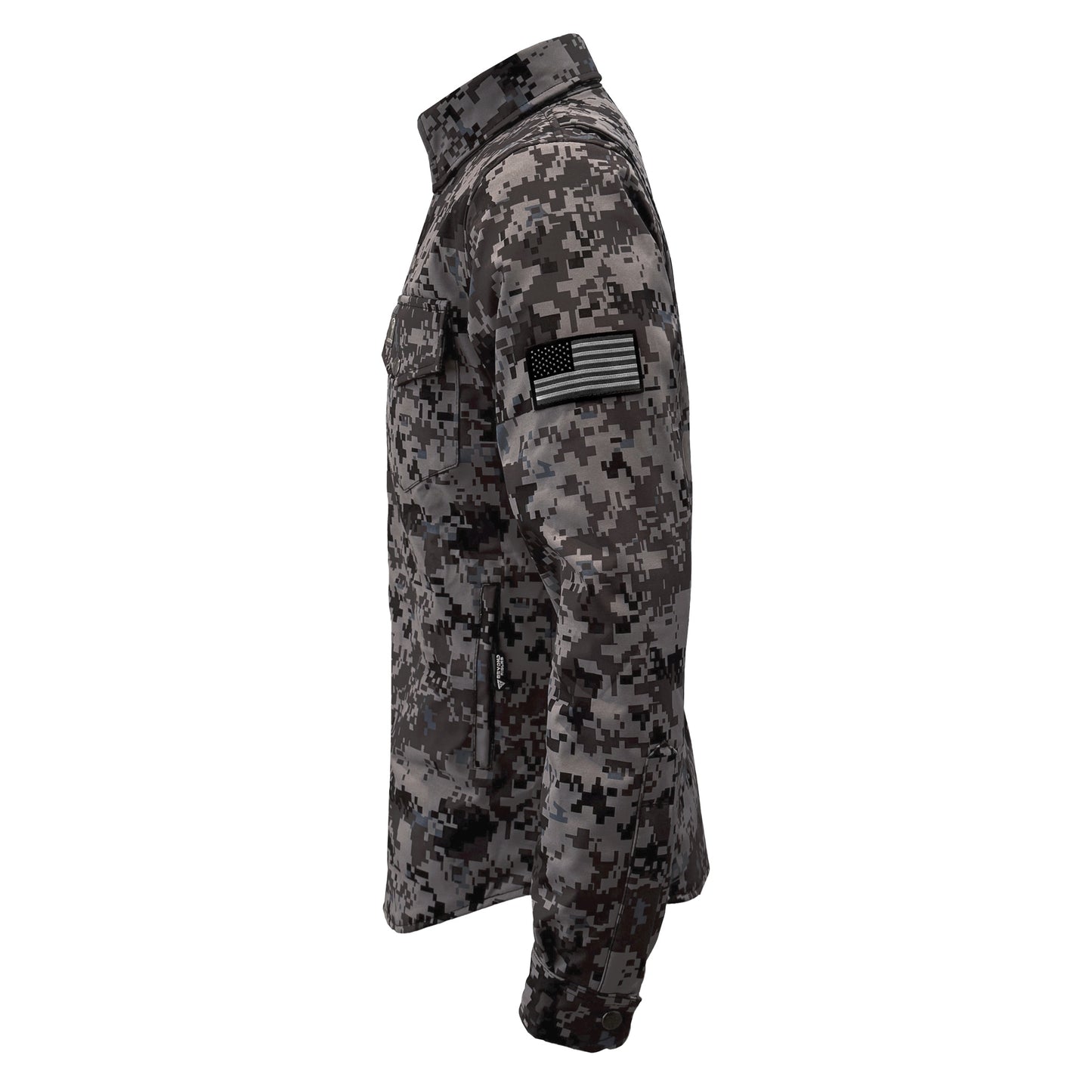 Protective SoftShell Winter Jacket for Men - Camouflage Devil Six with Pads