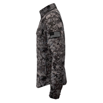 Protective SoftShell Winter Jacket for Men - Camouflage Devil Six with Pads