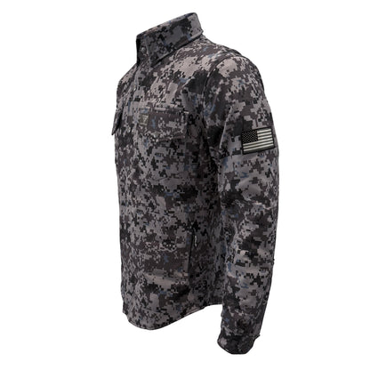Protective SoftShell Winter Jacket for Men - Camouflage Devil Six with Pads