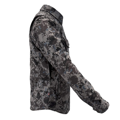 Protective SoftShell Winter Jacket for Men - Camouflage Devil Six with Pads