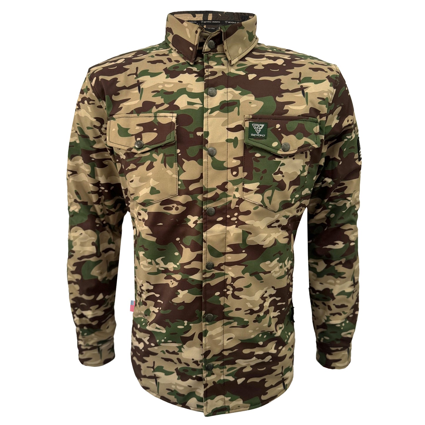 Protective SoftShell Winter Jacket for Men - Camouflage Delta Four with Pads