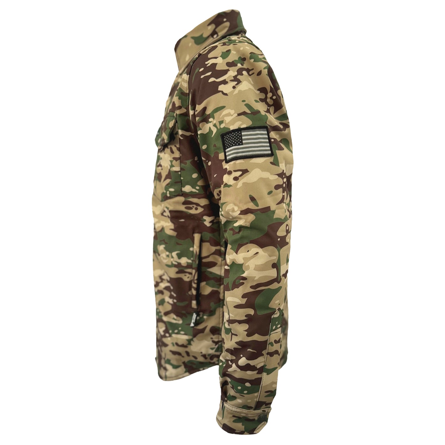 Protective SoftShell Winter Jacket for Men - Camouflage Delta Four with Pads