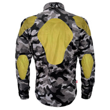 Protective SoftShell Winter Jacket for Men - Camouflage Gray Boomer with Pads
