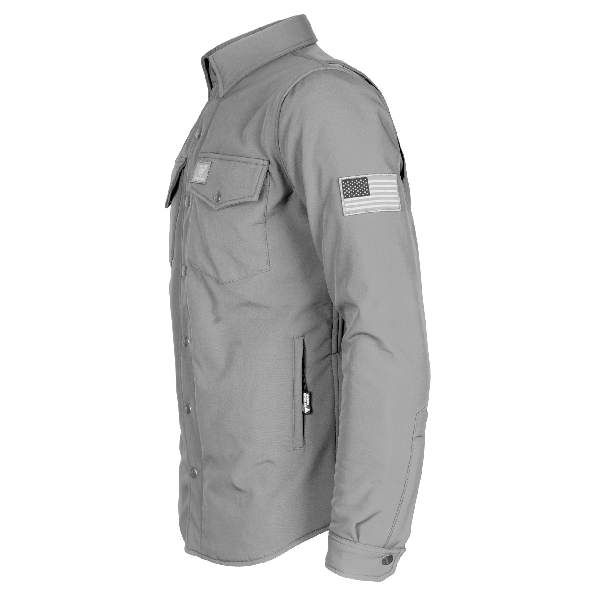 Protective SoftShell Winter Jacket for Men Gray Matte with Pads