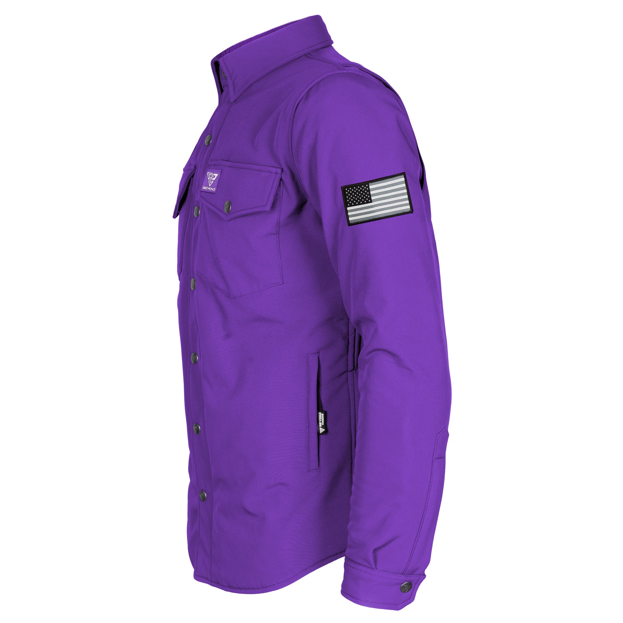 Protective SoftShell Winter Jacket for Men - Purple Matte with Pads