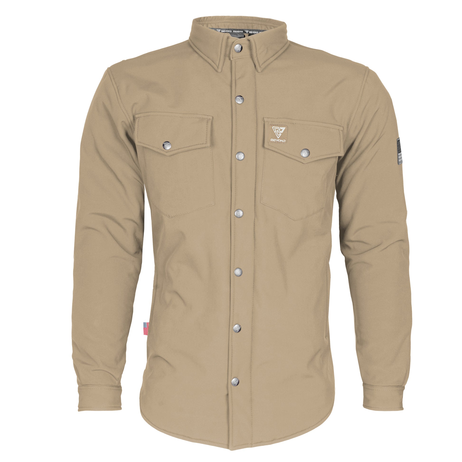 Protective Softshell Winter Jacket for Men - Khaki with Pads Khaki Matte / S Protective Softshell Winter Jacket for Men - Khaki with Pads Khaki Matte / S