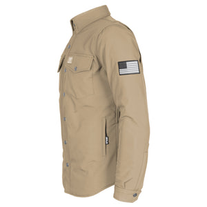 Protective SoftShell Winter Jacket for Men - Khaki Matte with Pads