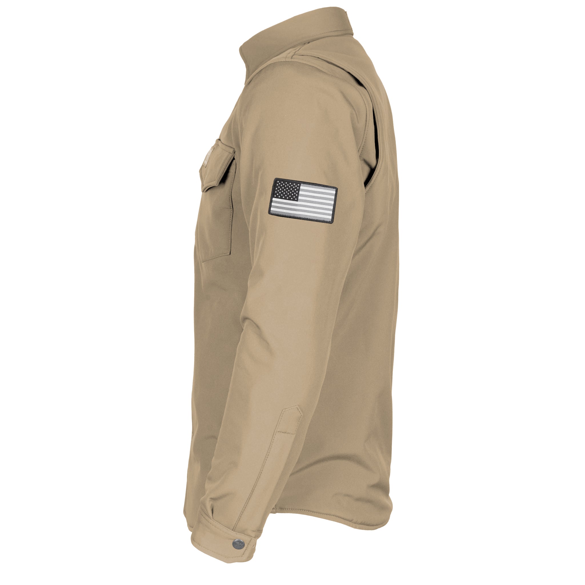 Protective SoftShell Winter Jacket for Men - Khaki Matte with Pads