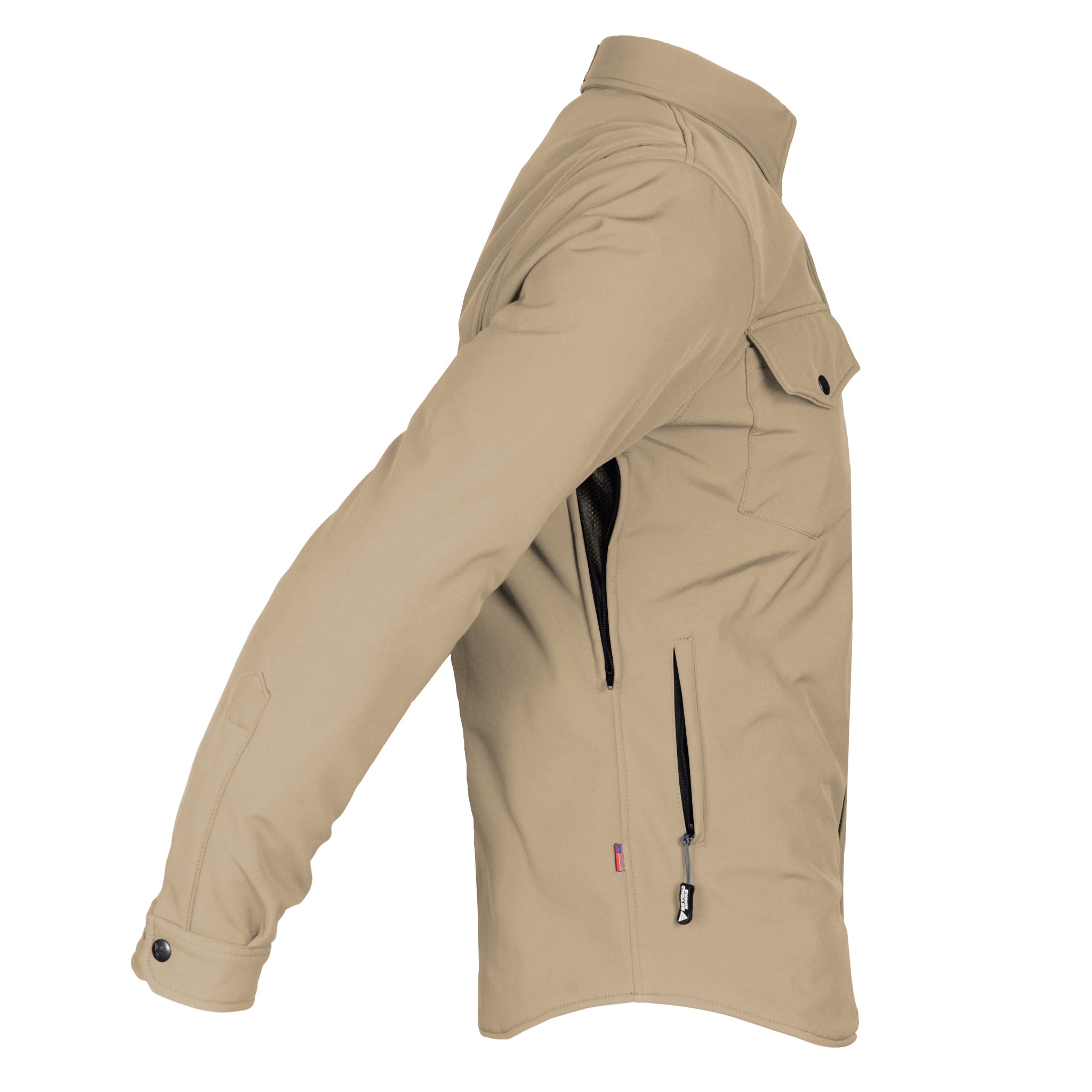 Protective SoftShell Winter Jacket for Men - Khaki Matte with Pads