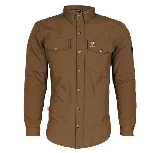 Protective SoftShell Winter Jacket for Men - Light Brown Matte with Pads