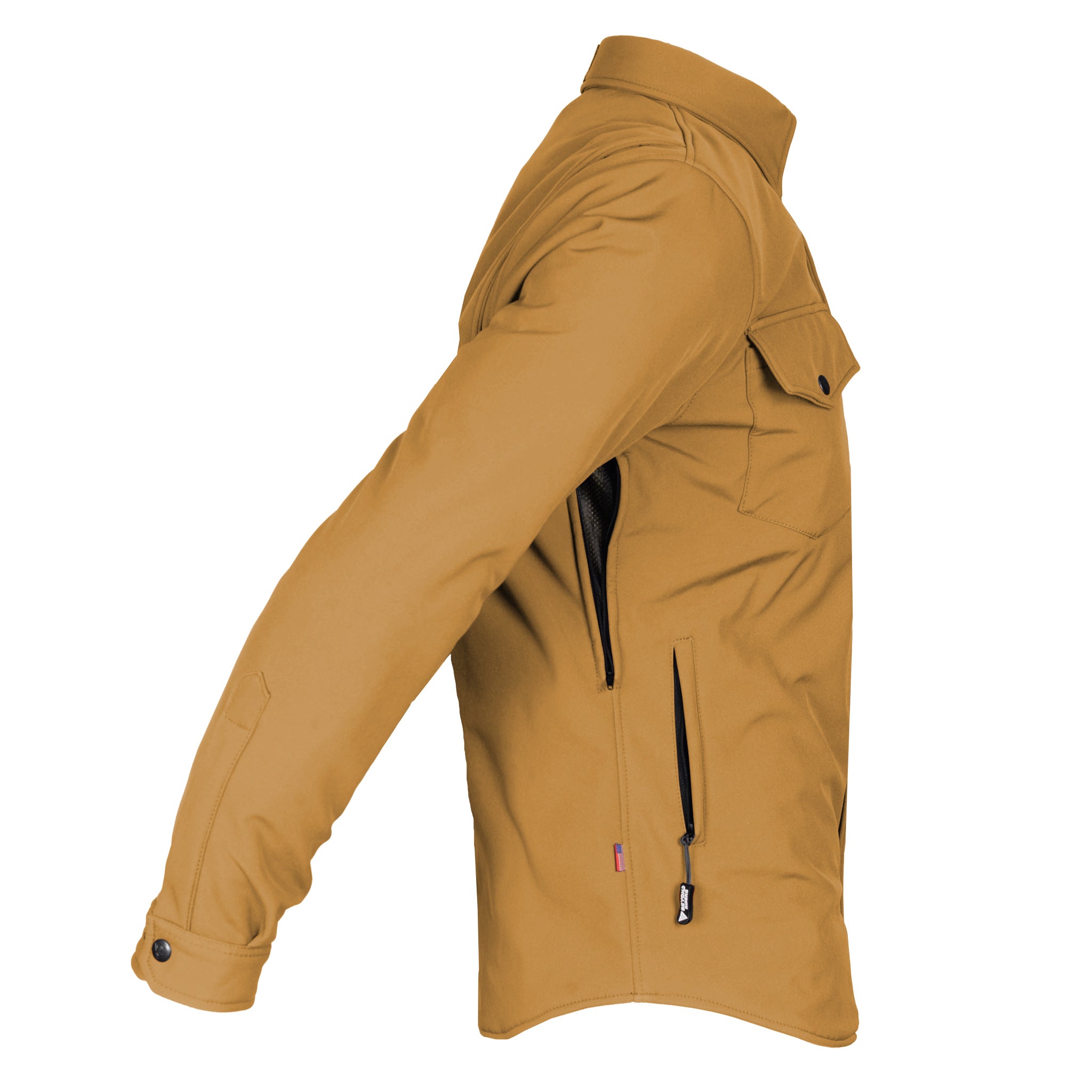 Protective SoftShell Winter Jacket for Men - Mustard Matte with Pads