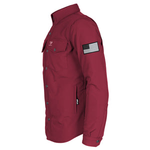 Protective SoftShell Winter Jacket for Men - Red Maroon Matte with Pads