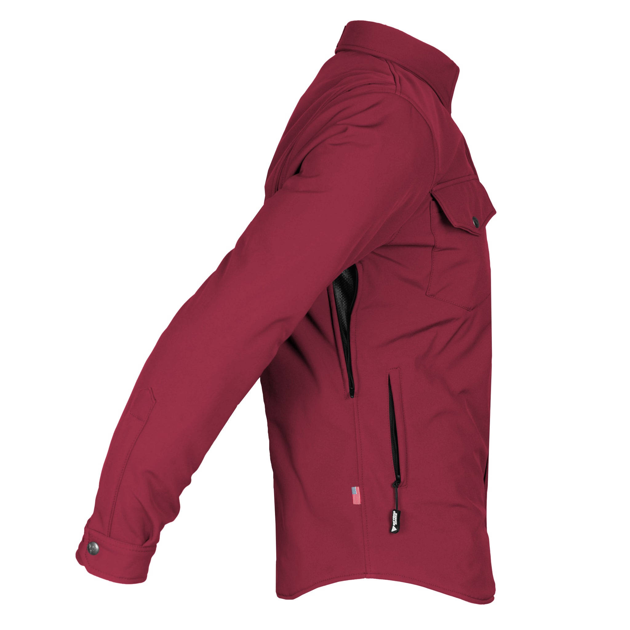 Protective SoftShell Winter Jacket for Men - Red Maroon Matte with Pads
