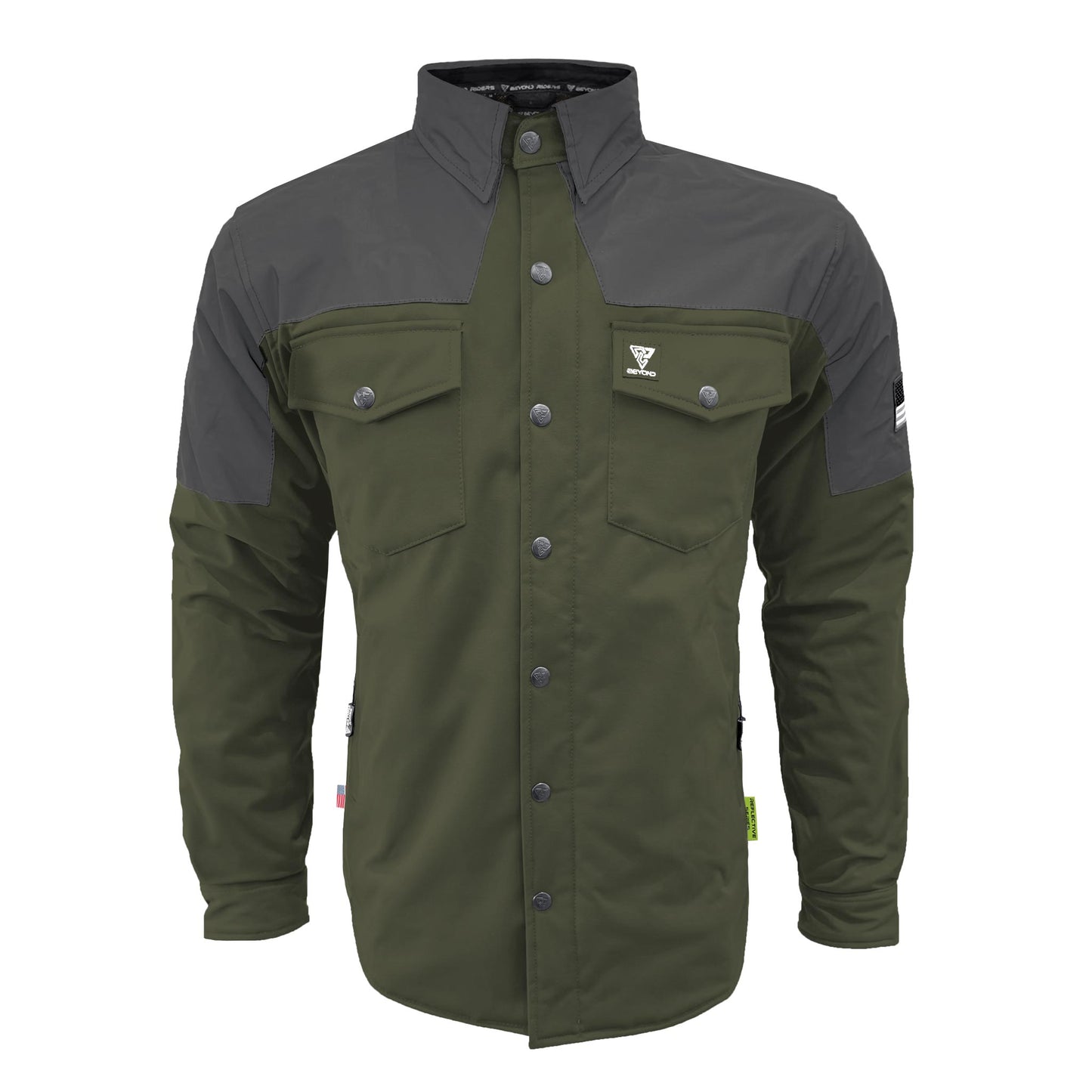 SoftShell Reflective Army Green Nebula Winter Jacket for Men - with Pads