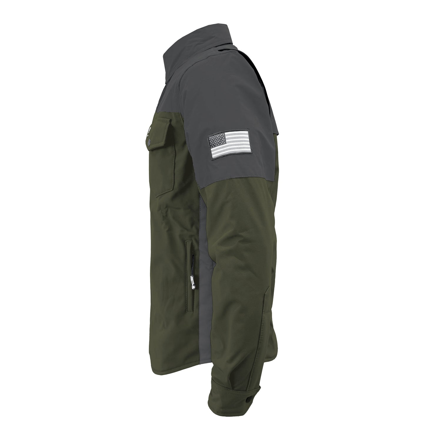 SoftShell Reflective Army Green Nebula Winter Jacket for Men - with Pads