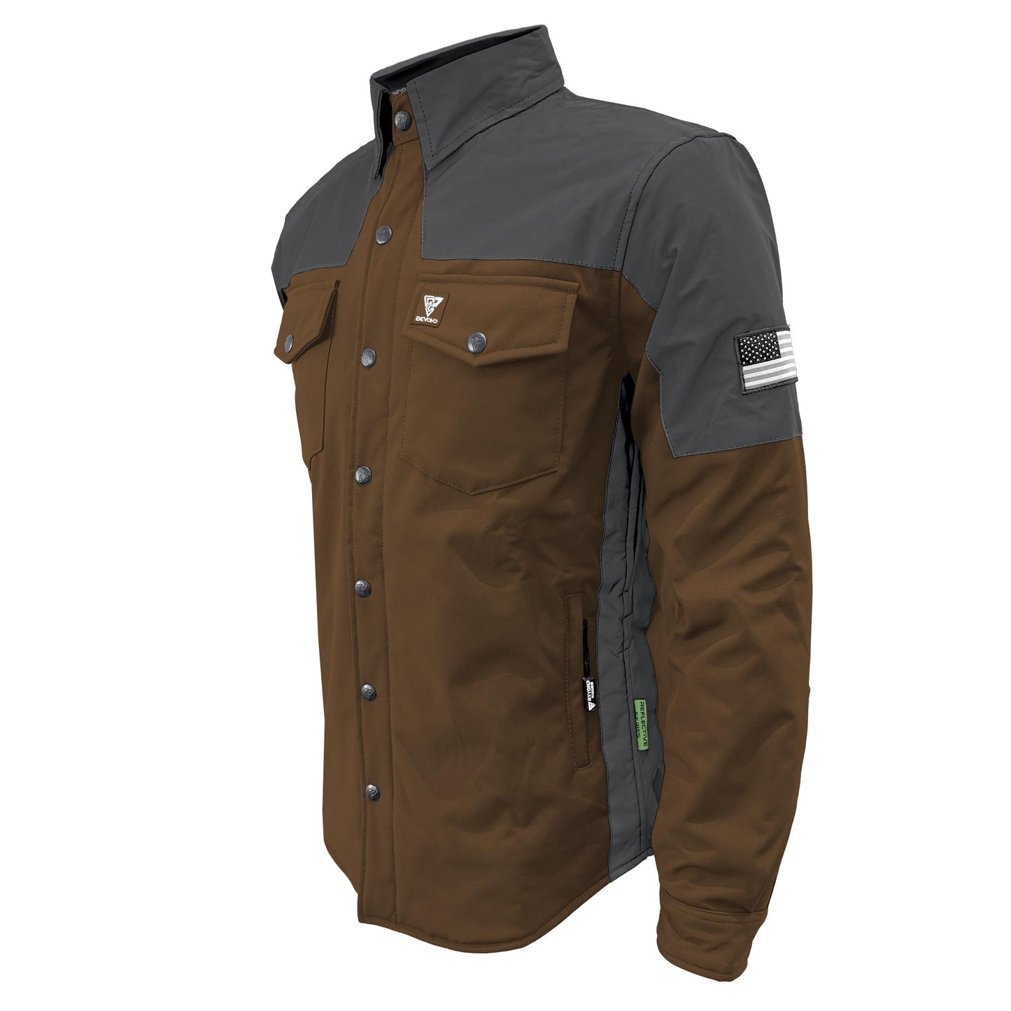 SoftShell Reflective Brown Nebula Winter Jacket for Men - with Pads