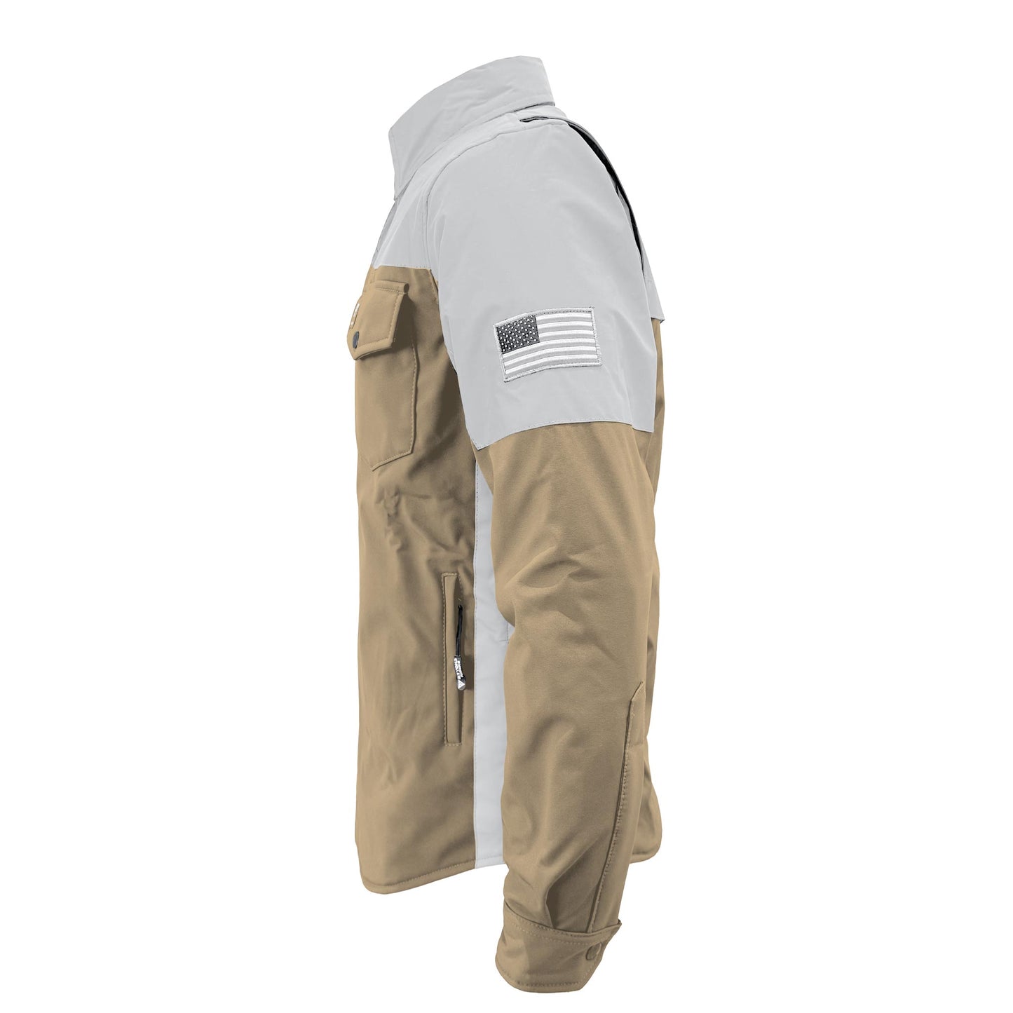 SoftShell Reflective Khaki Eclipse Winter Jacket for Men - with Pads