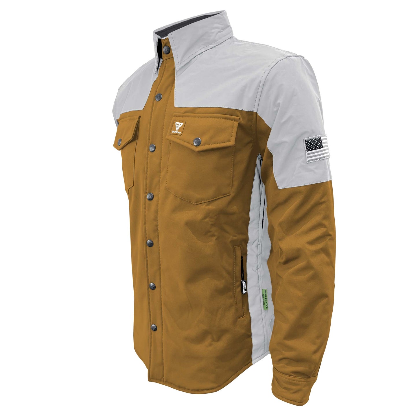 SoftShell Reflective Mustard Eclipse Winter Jacket for Men - with Pads