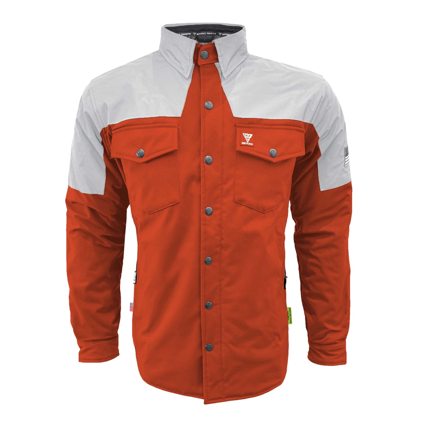 SoftShell Reflective Orange Eclipse Winter Jacket for Men - with Pads
