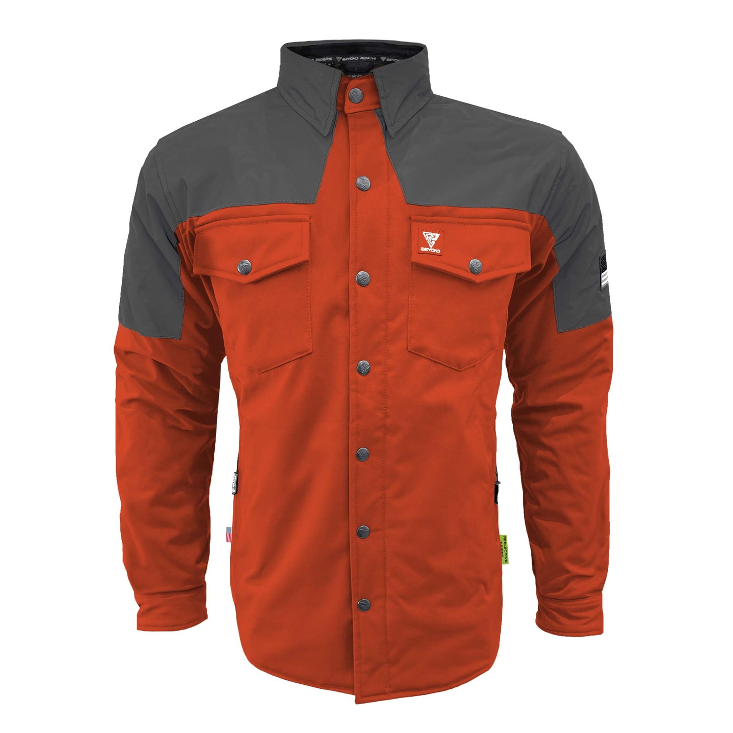 SoftShell Reflective Orange Nebula Winter Jacket for Men - with Pads