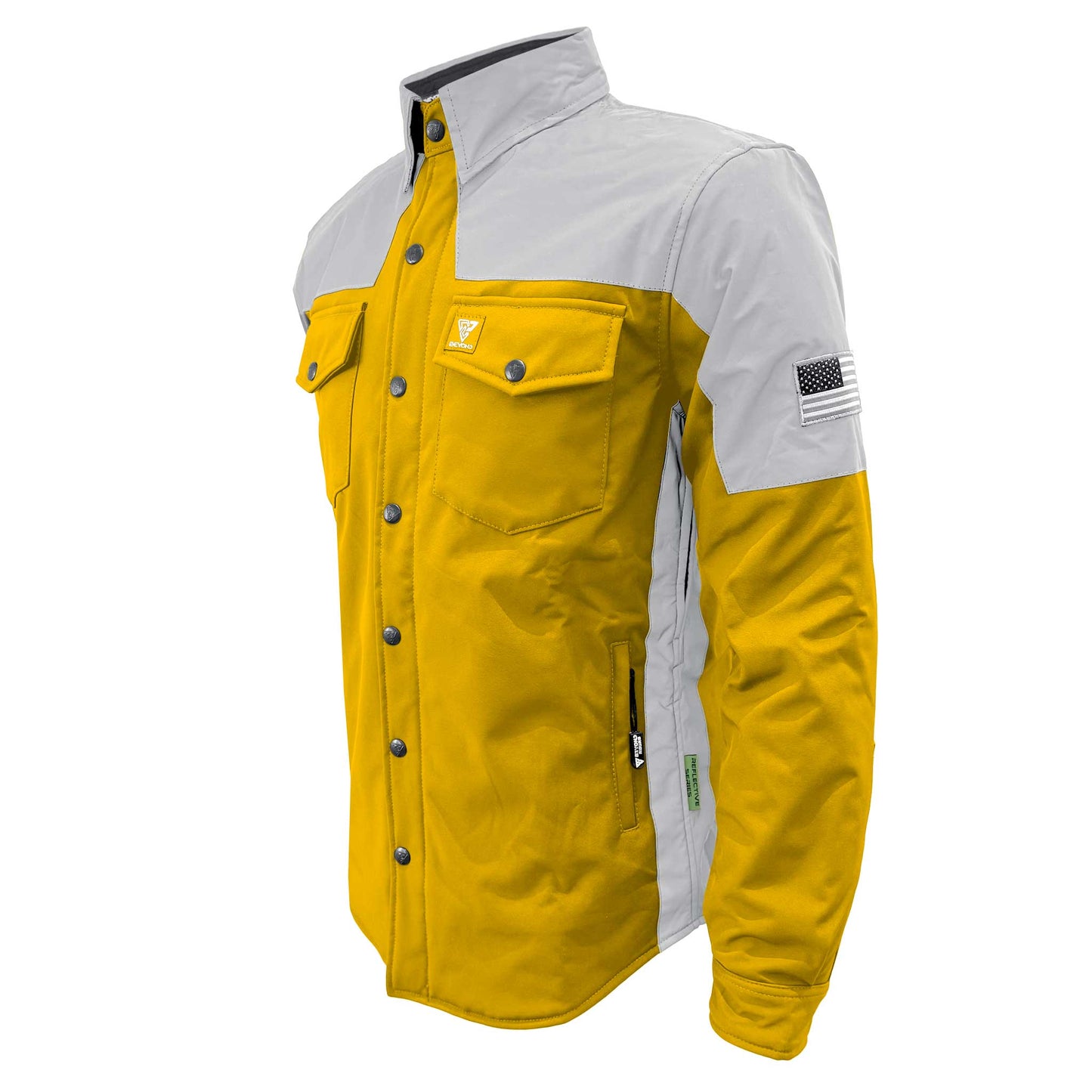 SoftShell Reflective Yellow Eclipse Winter Jacket for Men - with Pads